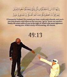 American actor Morgan Freeman (left) and Qatari Youtuber Ghanim al Muftah at the opening ceremony of FIFA World Cup