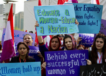 People take part in a rally to mark International Women's Day in Islamabad, Pakistan, Thursday, March 8, 2018. (AP Photo/B.K. Bangash)