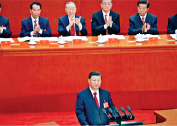 Chinese President Xi Jinping attends the opening ceremony of the 20th National Congress of the Communist Party of China, at the Great Hall of the People in Beijing