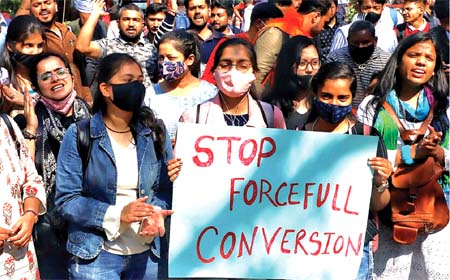 According to anti-conversion law, it is the accused's responsibility to demonstrate that the conversion was not carried out through compulsion, force ( Representative image)