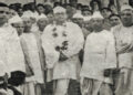 Netaji Subhas Chandra Bose with Congress leader Bishnuram Medhi, Kumudeswar Goswami, Dhiren Deb, Horikrishna Das, Golap Choudhury and Siddhinath Sarma during his visit to Assam