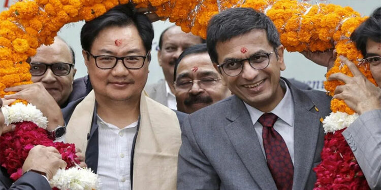 Union Minister of Law & Justice Kiren Rijiju and Chief Justice of India (CJI) DY Chandrachud (File Photo)
