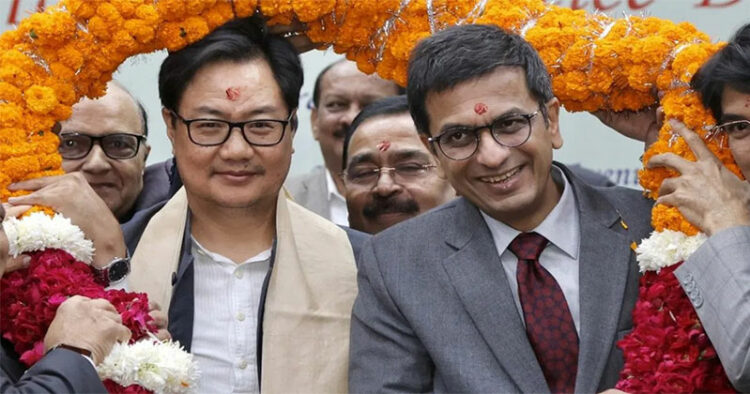 Union Minister of Law & Justice Kiren Rijiju and Chief Justice of India (CJI) DY Chandrachud (File Photo)