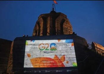 Shankaracharya Temple in Srinagar was illuminated with the logo of G20