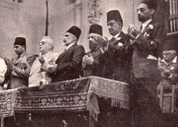 Founders of the All India Muslim League (led by an eminent Ismaili Muslim, Sultan Agha Khan) after announcing the party’s formation in Lucknow in 1906