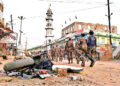 Security personnel undertaking a vigil at Panki Village in Palamu district, Jharkhand after the clash between two groups belonging to different communities