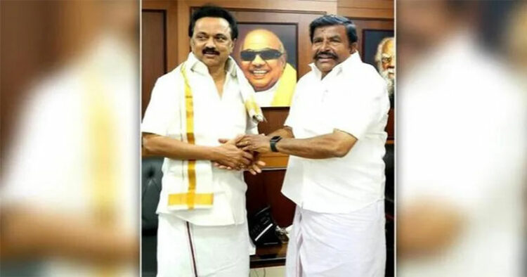 M. K. Stalin
Chief Minister of Tamil Nadu with K N Nehru Minister for Municipal Administration, Urban and Water Supply of Tamil Nadu