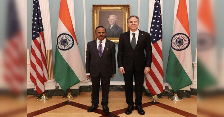 National Security Advisor Ajit Doval with United States Secretary of State Antony Blinken