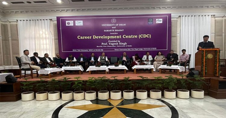 Delhi University Vice-Chancellor Prof Yogesh Singh addressing Career Development Centre