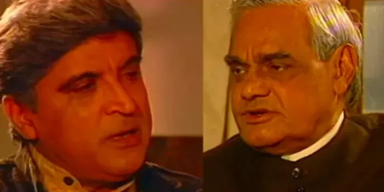 From Left: Javed Akhtar, former PM Atal Bihari Vajpayee [screengrab from 1998's 'Face Off' interview]