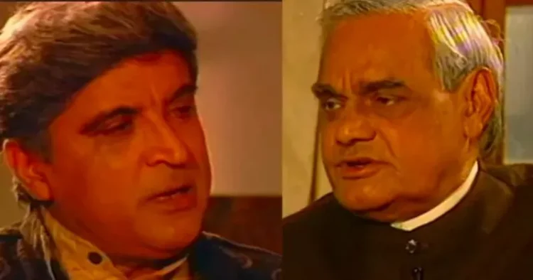 From Left: Javed Akhtar, former PM Atal Bihari Vajpayee [screengrab from 1998's 'Face Off' interview]