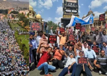 Doctors protesting against Rajasthan Government's Right to Health Bill [Image Source: PTI]
