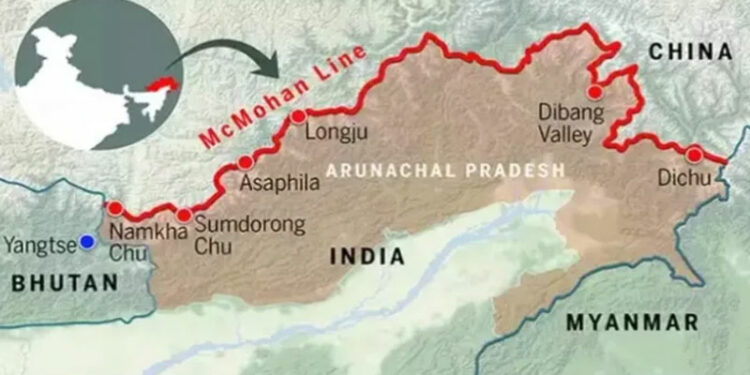 McMahon line showing Arunachal Pradesh as part of India