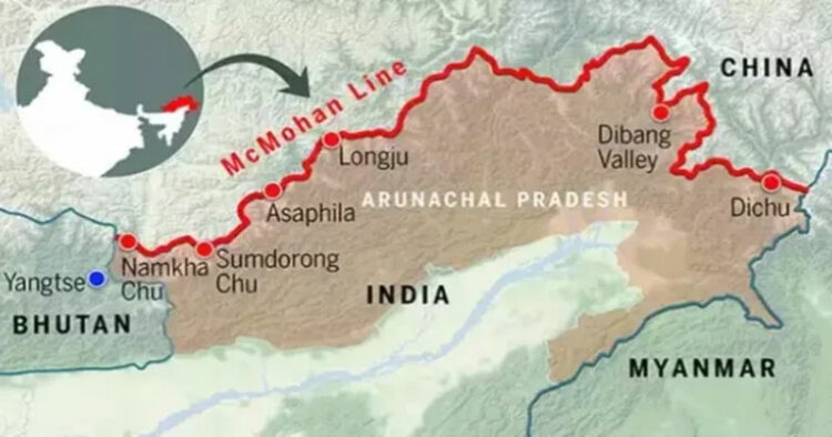 McMahon line showing Arunachal Pradesh as part of India
