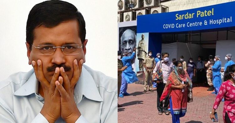From Left: AAP leader and Delhi Chief Minister Arvind Kejriwal, Sardar Patel Covid Care Centre