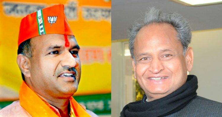 From Left: BJP leader and Rajasthan BJP Chief CP Joshi, Congress leader and Rajasthan Chief Minister Ashok Gehlot