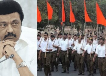 From Left: DMK president and Tamil Nadu Chief Minister MK Stalin; RSS March (representative image)