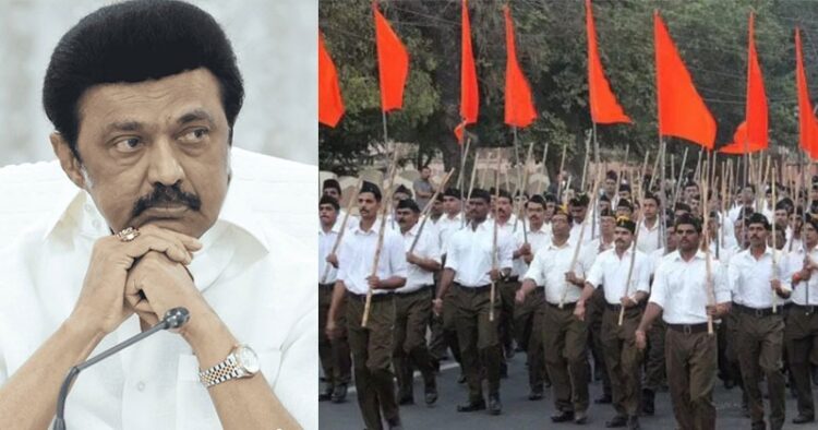 From Left: DMK president and Tamil Nadu Chief Minister MK Stalin; RSS March (representative image)
