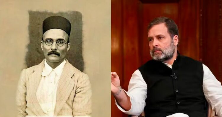 From Left: Freedom Fight Veer Savarkar, Congress leader and former MP Rahul Gandhi