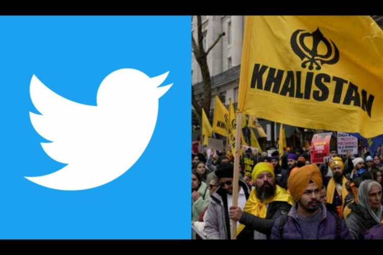 The Khalistani flag and Twitter logo