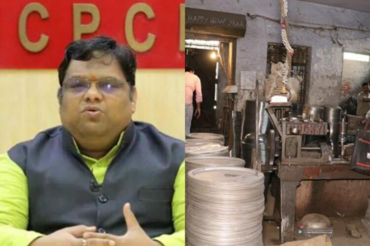 NCPCR Chairperson Priyank Kanoongo (left), visuals from the factory (right)