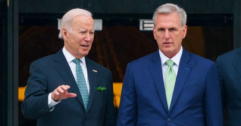 US President Joe Biden with Speaker of the House Kevin McCarthy