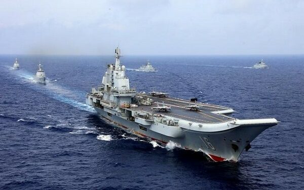 China's aircraft carrier Liaoning takes part in a military drill of Chinese People's Liberation Army (PLA) Navy in the western Pacific Ocean, April 18, 2018. Picture taken April 18, 2018. REUTERS/Stringer ATTENTION EDITORS - THIS IMAGE WAS PROVIDED BY A THIRD PARTY. CHINA OUT.     TPX IMAGES OF THE DAY