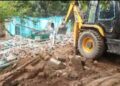 A bulldozer demolishing illegal Mosque in Uttarakhand, Photo Credit: Panchjanya