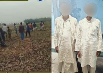 screenshot from the viral video (left) and the arrested accused , picture shared by Bihar Police (right), Image, Organiser