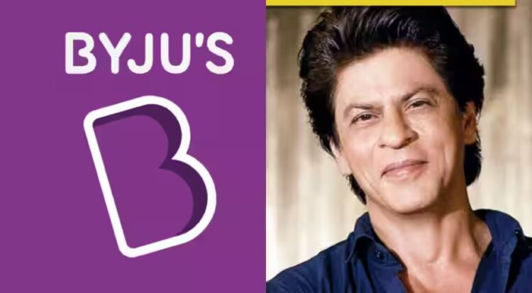 Byju's logo (left) and Bollywood star Shah Rukh Khan (Right) Photograph:(Twitter)