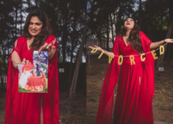 Actor Shalini tearing apart a photograph of her and Riaz’s, indicating the end of their relationship.