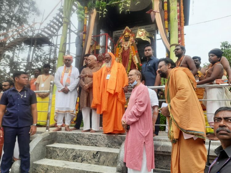Dr Mohan Bhagwat at Bharat Mata Temple Tamil Nadu, after unveiling the statue of Sampurna Bharat