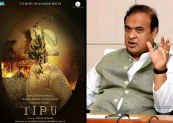 Poster of the upcoming film, Tipu (left) and Chief Minister of Assam, Himanta Biswa Sarma (right)