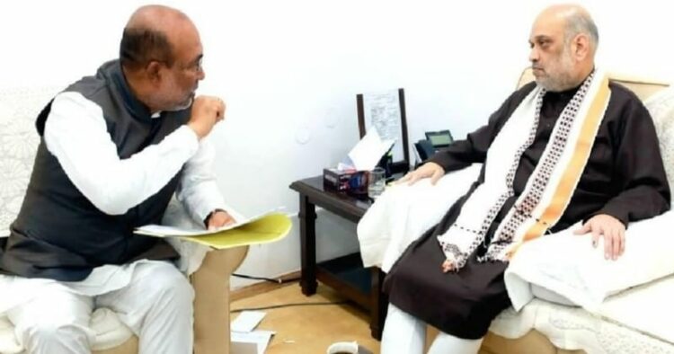 Manipur Chief Minister N Biren Singh and Union Home Minister Amit Shah