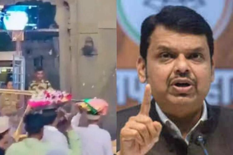 Screenshot from the viral clip (left), Deputy Chief Minister of Maharashtra Dvendra Fadnavis (right), Image: Twitter