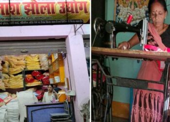 The store owned by Lalita Devi (left) and Lalita Devi (right)