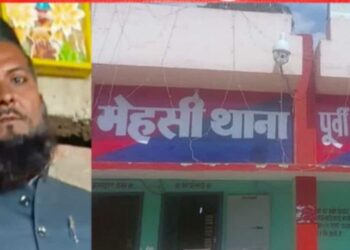 The cleric Jamshed Alam (left) and the image of the police station (Right); Image: ETV Bharat