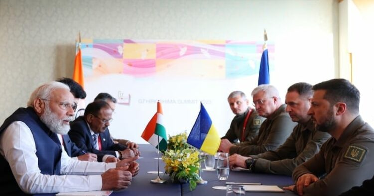PM Modi in a discussion with Ukrainian President Volodymyr Zelensky