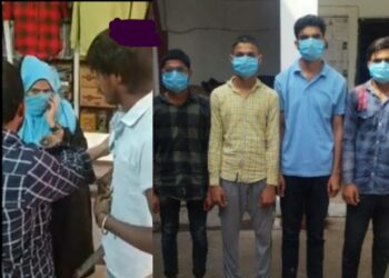 The victim woman harassed by the vigilantes in Moradabad (left) and the accused arrested by the Bijnor police after a similar incident (right), Image: Twitter