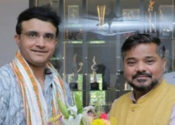 Cricket legend Sourav Ganguly and Tourism Minister Sushanta Chowdhury