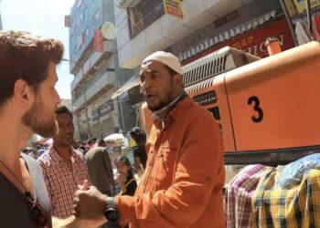 The YouTuber Pedro Mota and the accused Navab Hayath Sharif (in Saffron shirt), Image: twitter