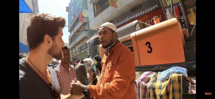 The YouTuber Pedro Mota and the accused Navab Hayath Sharif (in Saffron shirt), Image: twitter