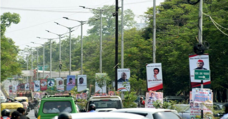 Posters of Opposition leaders in Patna as part of the preparations for the meeting