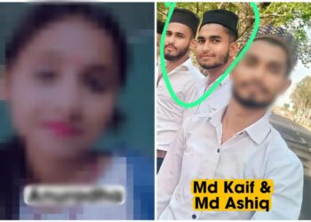 The minor victim girl (left) and the accused men Mohammed Kaif Ansari & Mohammed Aashiq Ansari (right); Image: Twitter