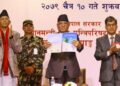 Prime Minister Pushpa Kamal Dahal launches the final report of the Nepal population census 2021, in Kathmandu, on March 24, 2023. Photo: Onlinekhabar