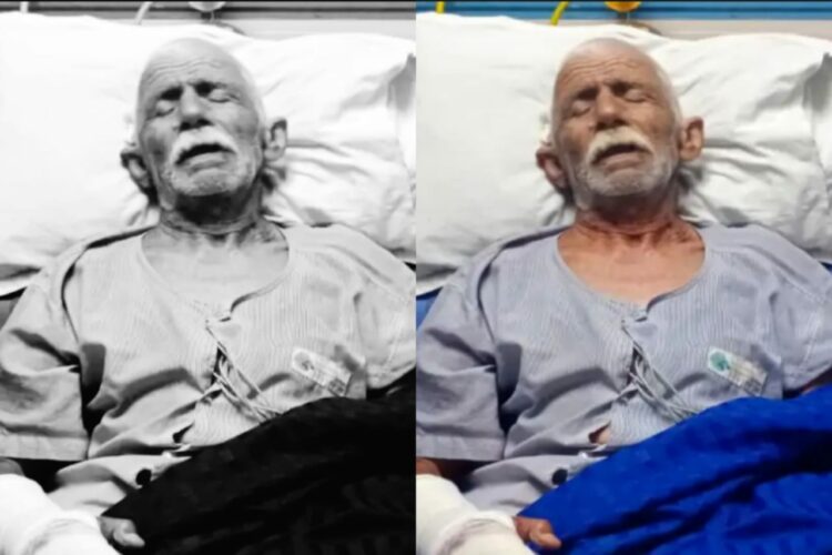 The victim Ram Lal Sharma admitted to the hospital after the attack, Image: Dainik Bhaskar