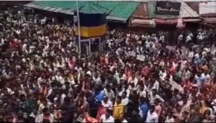 Protestors in Chamba demanding action against the culprits, (Image: Twitter)