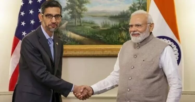 Google and Alphabet CEO Sundar Pichai and Prime Minister Narendra Modi