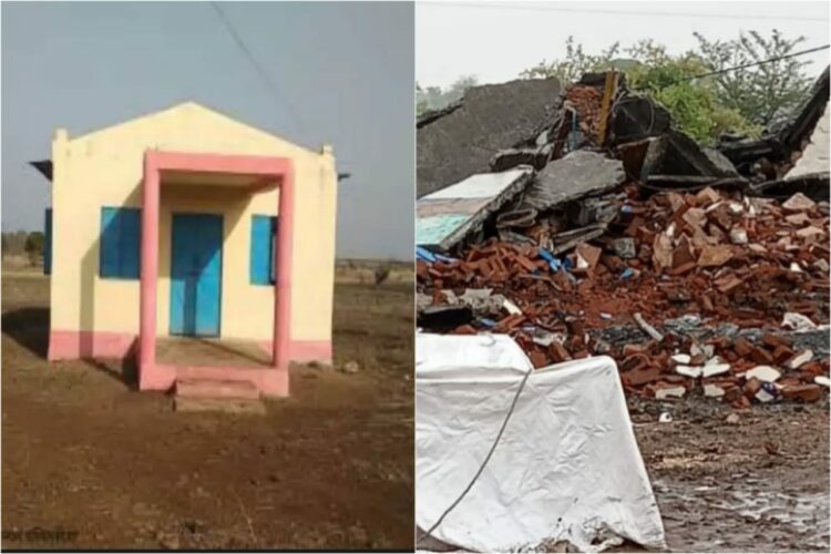 The illegal Church (L) and the demolished house (R), (Image: Twitter and Dainik Bhaskar)