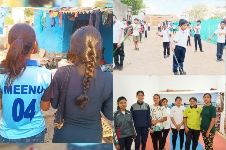 Girls playing traditional Lathi games and have won medals in both national and international level, (Image: Subhi Vishwakarma)